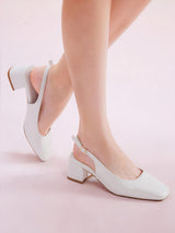 Nelcoz Classic White Patent Slingbacks
