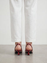 Transparent Pointed Toe Slingback Heels for Women – Wine Red