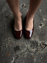 Women Leather Block Heels Pumps With Buckles