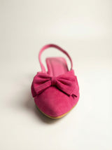 Pointed Toe Kitten Heel in Fuchsia Suede