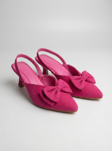 Pointed Toe Kitten Heel in Fuchsia Suede