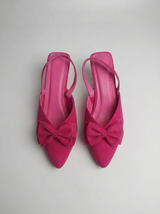 Pointed Toe Kitten Heel in Fuchsia Suede