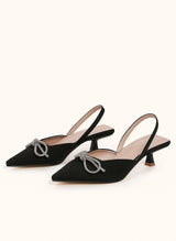 Slingback Kitten Heels for Women | Bow Detail Pointed Toe Sandals