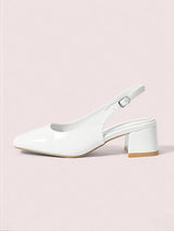 Nelcoz Classic White Patent Slingbacks