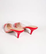 Luxury Red Transparent Mule Heels for Women | Pointed Toe Designer Slip-On Heels